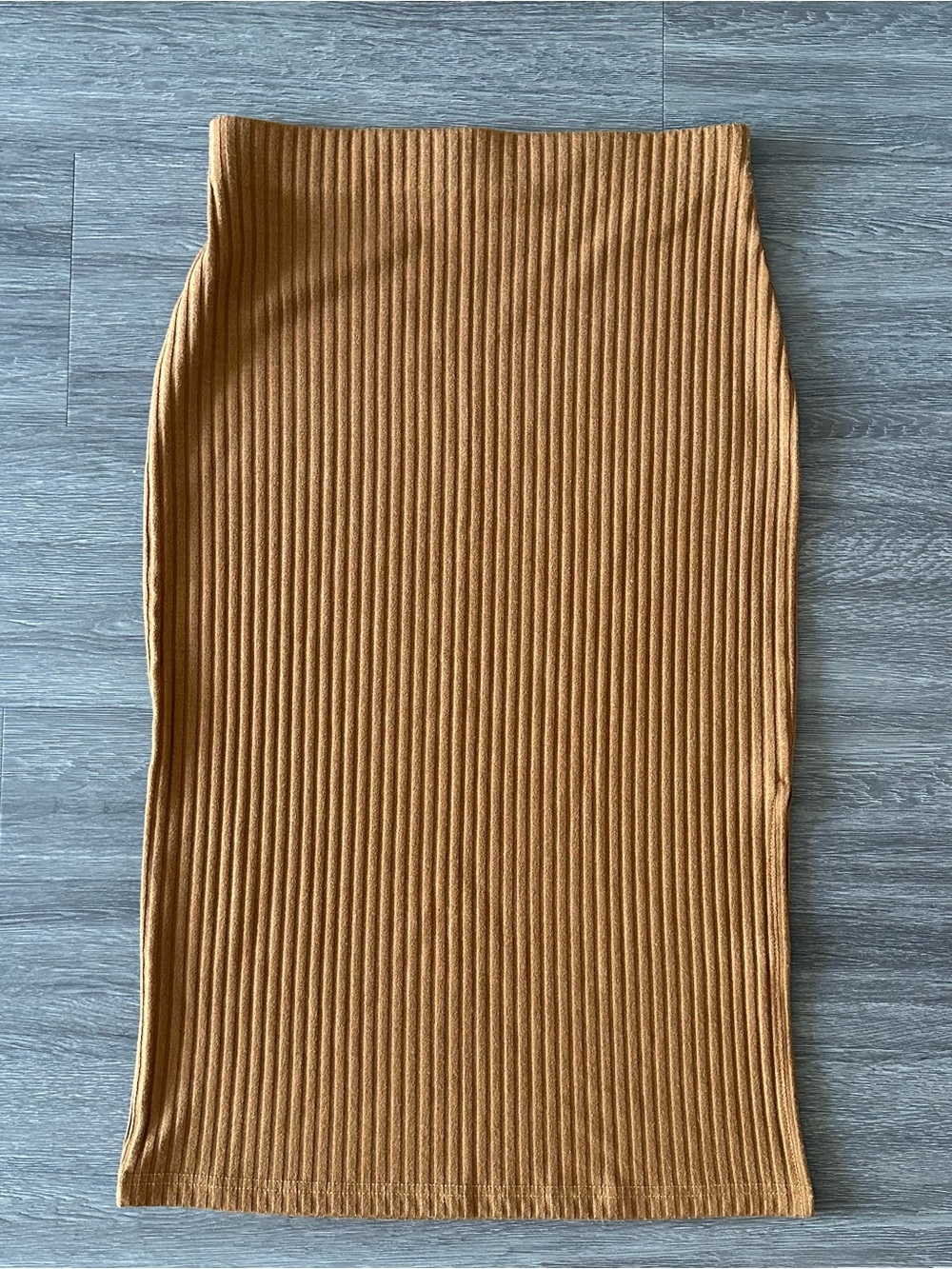 Ribbed Knit Midi Skirt - Rust Color Size Medium